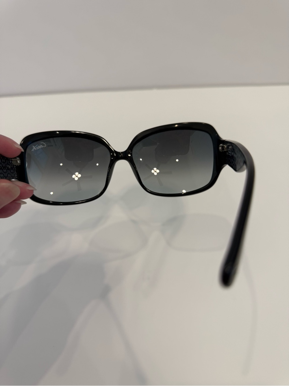 Y2K Coach Scarlet Black Oversized Square Sunglasses Silver Tone Accents Case - Picture 5 of 7